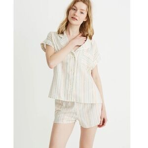 Madewell Striped Pajama Set - Cream and Blue